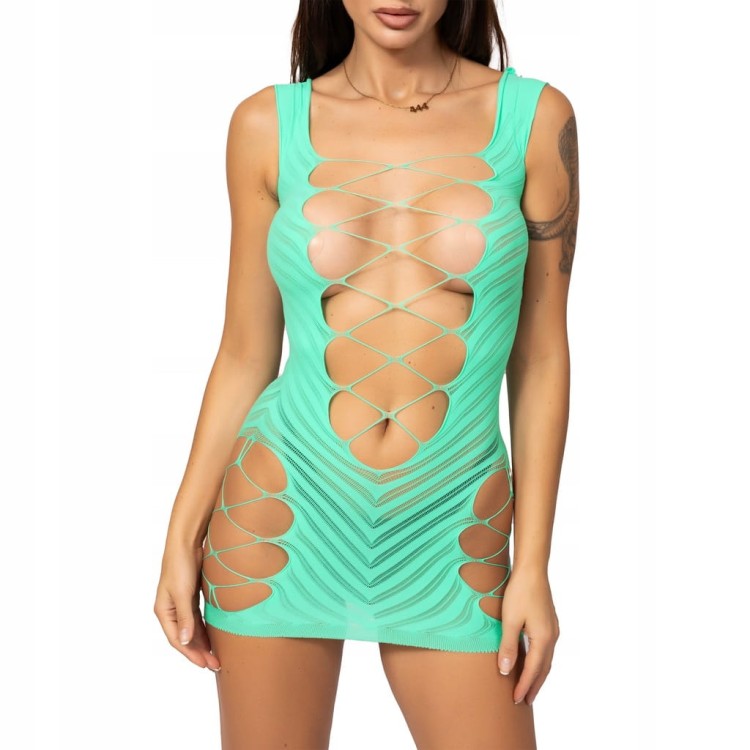 Sukienka seksowna ZIELONA bodystocking siateczka sexy