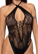 CZARNE BODY wiązane bodystocking KABARETKA sexy