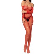 CZERWONY KOMBINEZON bodystocking seksowny KABARETKA sexy OTWARTY KROK