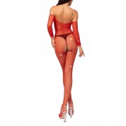 CZERWONY KOMBINEZON bodystocking seksowny KABARETKA sexy OTWARTY KROK