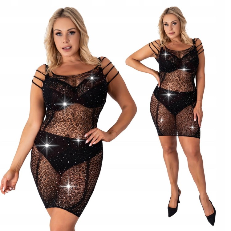 Seksowne modne BODYSTOCKING bielizna erotyczna SUKIENKA PLUS SIZE