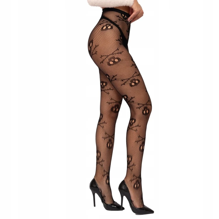 Rajstopy damskie KABARETKI stylowe HALLOWEEN czaszki CZACHY ONE SIZE